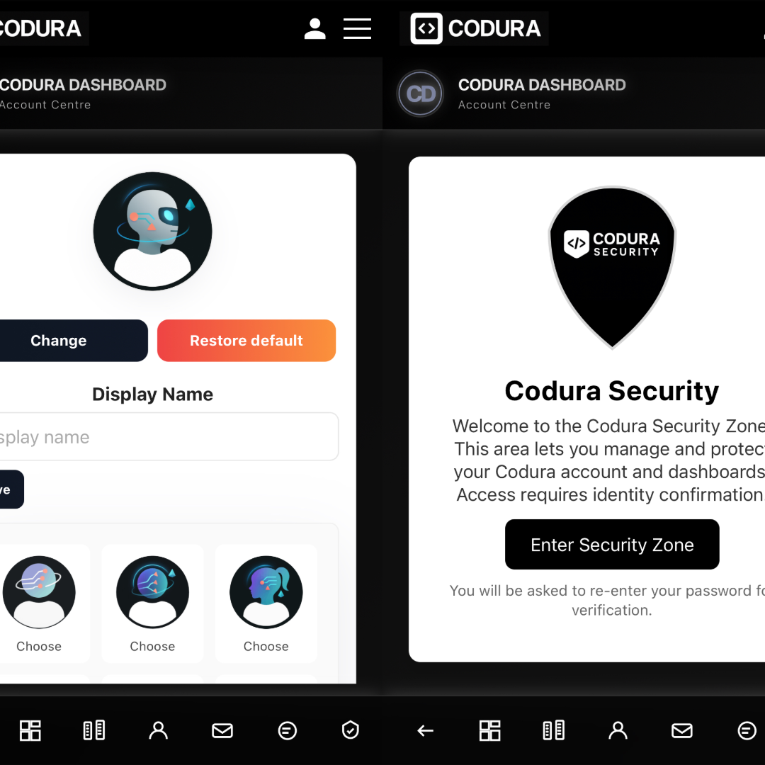 Account centre and profiles