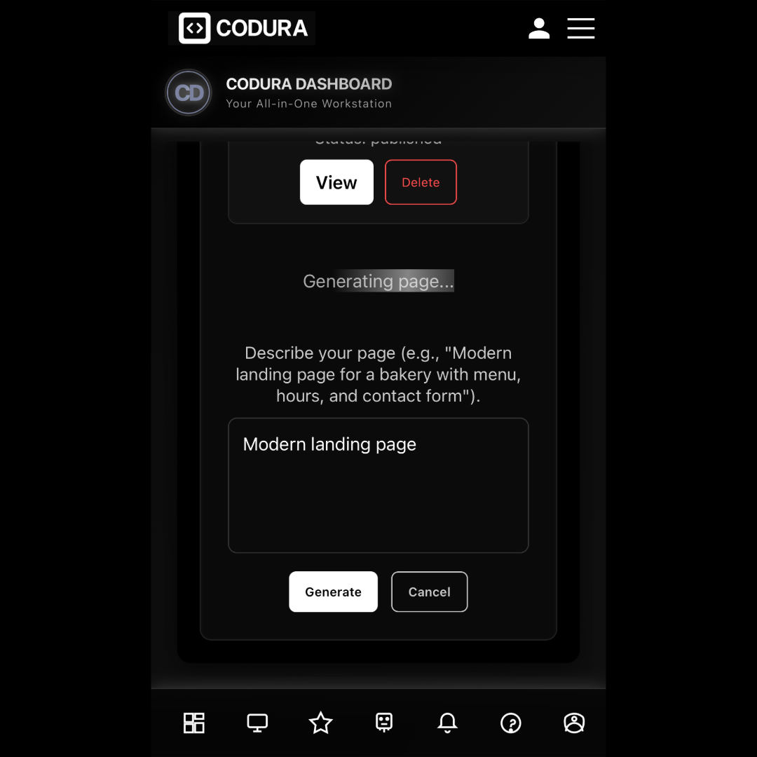 AI page builder preview